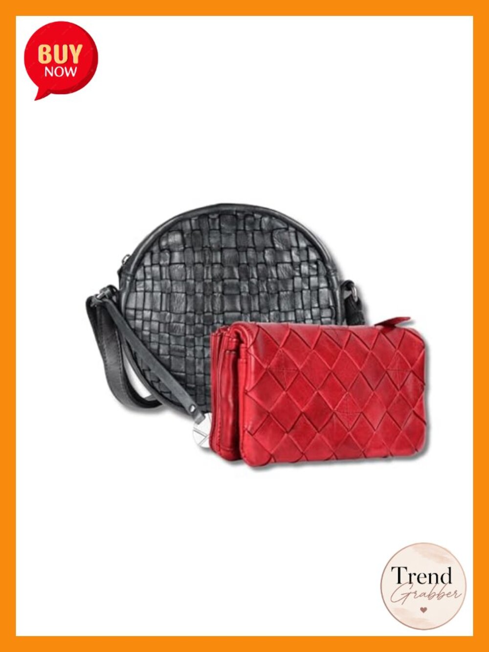 Genuine Leather Crossbody Bag & Zipper Wallet Set for Women